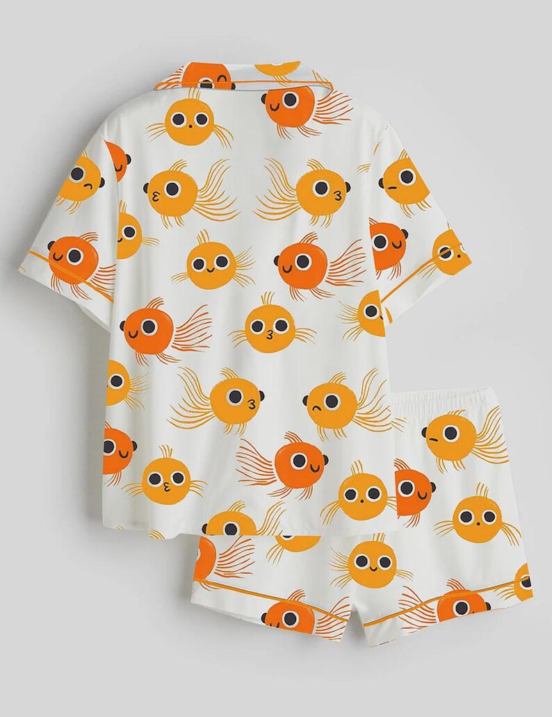Goldfish Print Pajama Set Women Animal Lounge Sleepwear Gift image 3