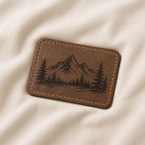 Personalized Leather Patch | Laser Engraved Bass Fish Design, Rustic Hat Patch