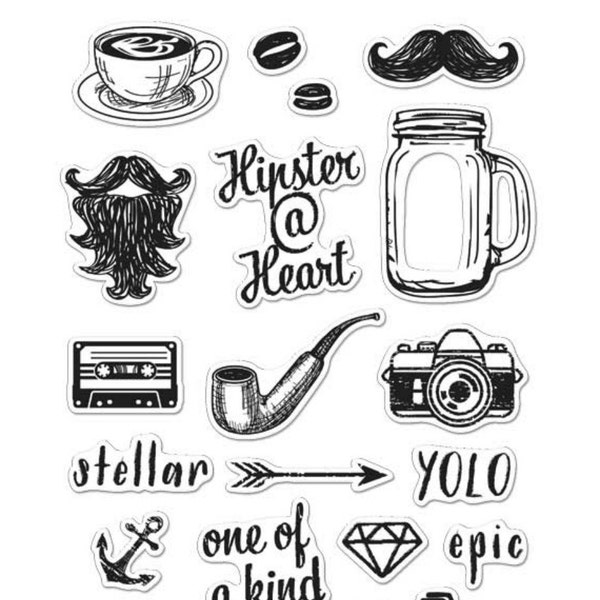 VENTA sellos de Artes héroe: Hipster en el marco de los partidos del CL957 corazón cortes DI186, cupones claro, Scrapbooking, tarjeta que hace, sellos de anclaje, bigote