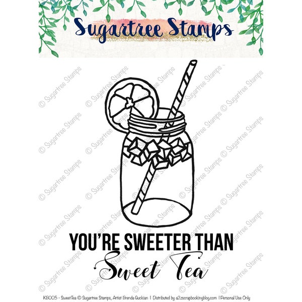 Sweet Tea by Sugartree Stamps INSTANT DOWNLOAD KB005 | Digital Stamps, Ball Mason Jar, Summer Drink, Digital Clip Art, Iced Tea Image