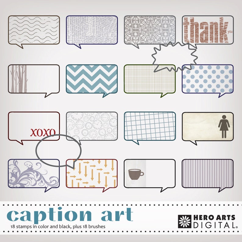 Hero Arts Caption Art DK005 Phrase Bubbles Instant Download image 1