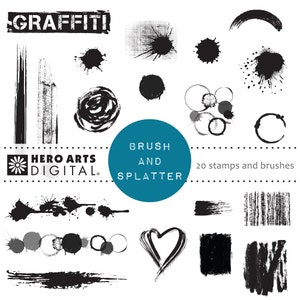 Hero Arts Brush and Splatter DK103 Digital Kit Instant Download image 1