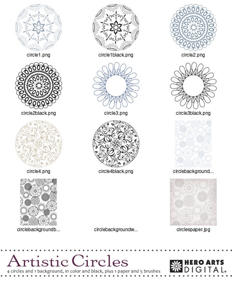 Instant Download Hero Arts Artistic Circles DK044 Digital Kit image 2