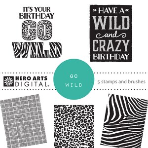 Hero Arts Go Wild DK117 Digital kit Instant Download image 1