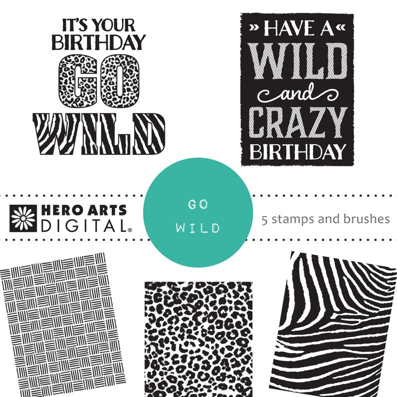 Hero Arts Go Wild DK117 Digital kit Instant Download image 1