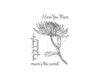 Hero Arts: CM262 Hero Florals Mum Stem, Clear Stamps, Stamping, 2018 Spring Catalog, Paper Crafting, Scrapbooking, Cardmaking