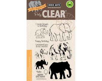 SALE Hero Arts Color Layering Elephant CM224 matches die D147, Clear Stamps, Stamping, Paper Crafting, Scrapbooking, Cardmaking