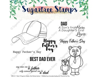 Fathers INSTANT DOWNLOAD Sugartree Stamps Digital Stamps, Fathers Day, Best Dad Ever, Baseball Hat Stamp, Dad Quotes, Father Clipart