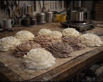 Handgemaakte pioenroos XL 450 G luxe bloemkaars valentine decoratieve kaars gift 15x6