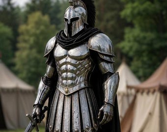 Armadura de caballero espartano medieval hecha a mano en acero, traje de guerrero griego para cosplay, LARP, disfraz renacentista.