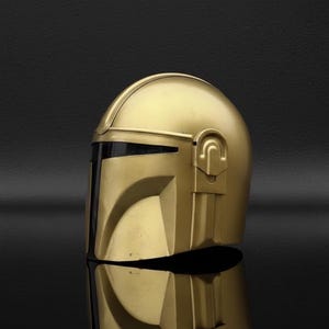 Gold Mandalorian Style Helmet Handmade Sci-Fi Armor For Cosplay & Display, Collectible Gifting image 4
