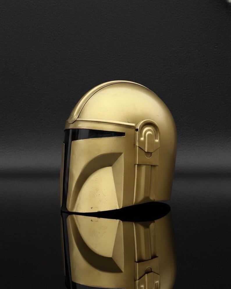 Gold Mandalorian Style Helmet Handmade Sci-Fi Armor For Cosplay & Display, Collectible Gifting image 4