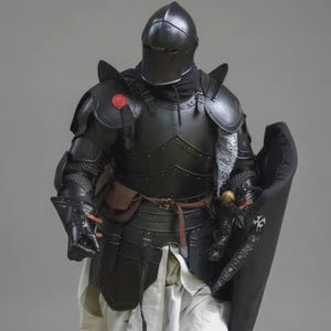 Armadura de Barbuta de caballero oscuro negro medieval, placa gótica, casco de Barbuta italiano, disfraz de Cosplay LARP imagen 12