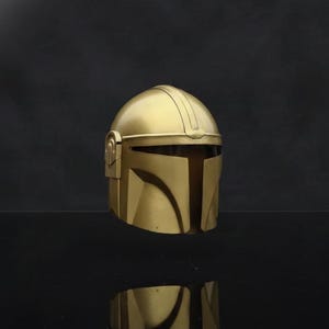 Gold Mandalorian Style Helmet Handmade Sci-Fi Armor For Cosplay & Display, Collectible Gifting image 5