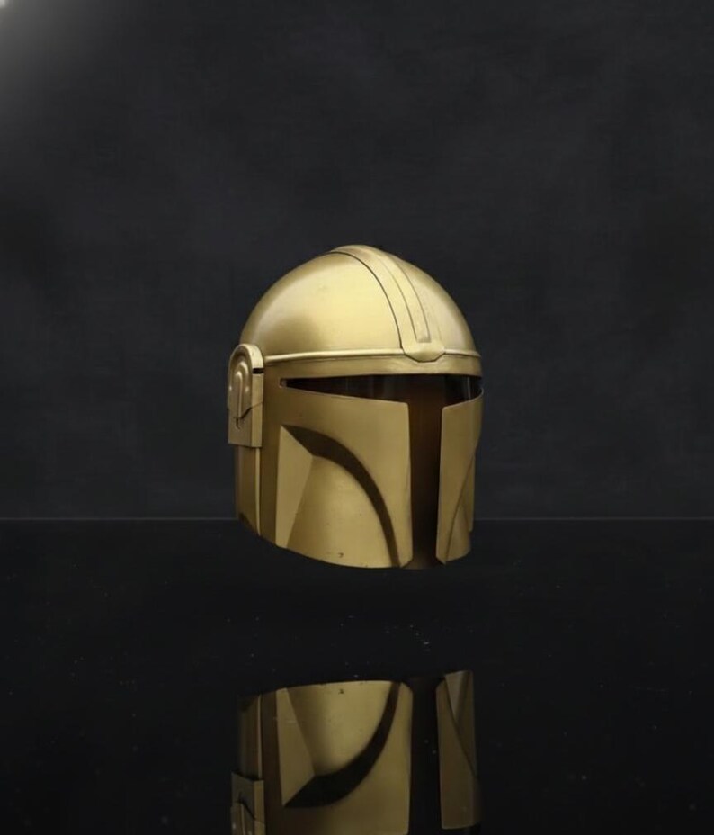 Gold Mandalorian Style Helmet Handmade Sci-Fi Armor For Cosplay & Display, Collectible Gifting image 5