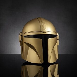 Gold Mandalorian Style Helmet Handmade Sci-Fi Armor For Cosplay & Display, Collectible Gifting image 3