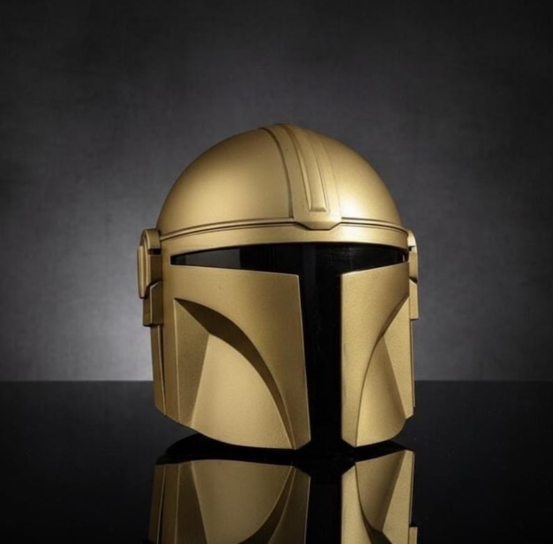 Gold Mandalorian Style Helmet Handmade Sci-Fi Armor For Cosplay & Display, Collectible Gifting image 3