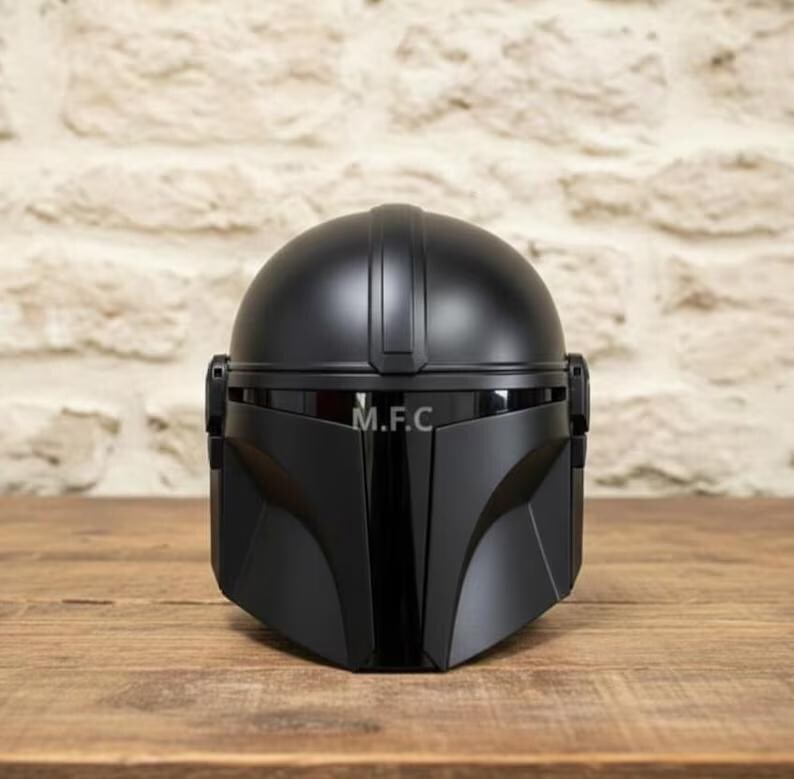 Helm in Mandalorian-stijl Beskar geïnspireerde premiejager Sci-Fi krijger cosplay pantser helm en display afbeelding 8