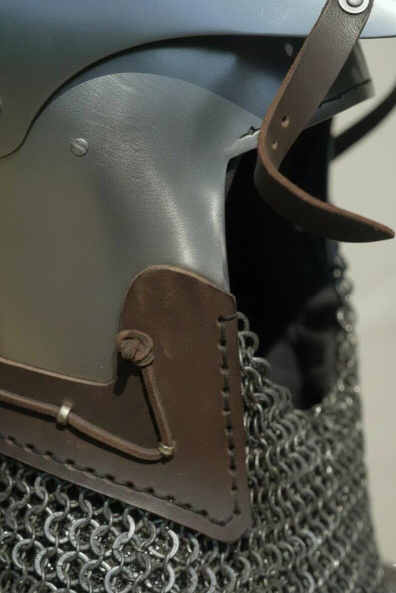 Medieval Knight Chainmail Aventail Crusader Steel Helmet | LARP Armor ...
