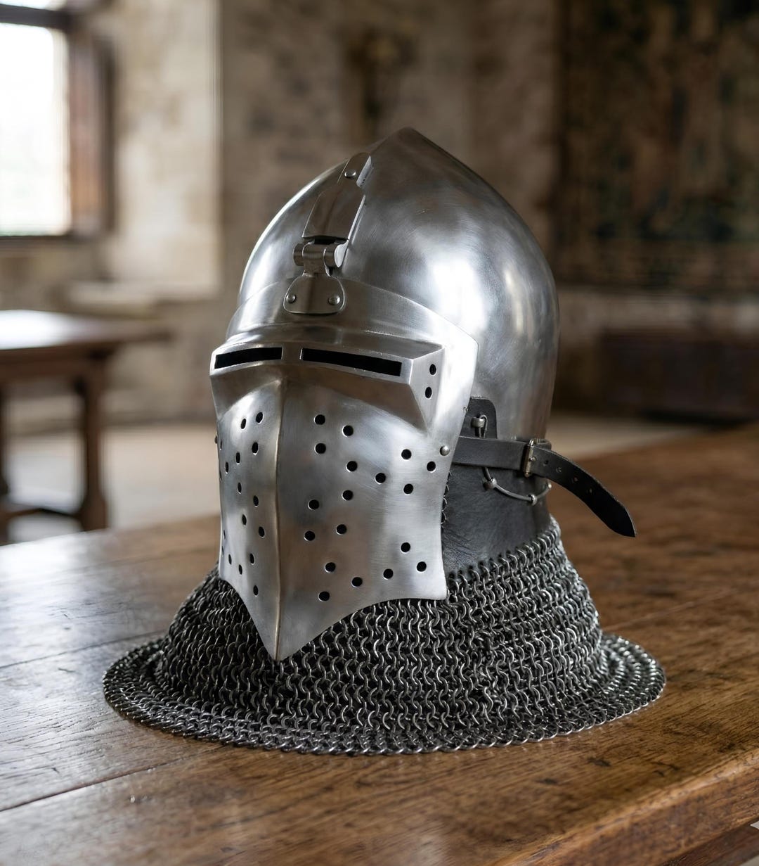 Medieval Knight Padding Medieval Buhurt Knight Steel Helmet + Padding SCA LARP Helmet Battle ...