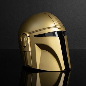 Gold Mandalorian Style Helmet Handmade Sci-Fi Armor For Cosplay & Display, Collectible Gifting image 2