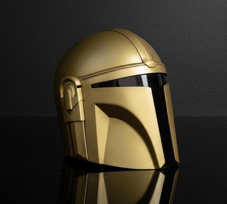 Gold Mandalorian Style Helmet Handmade Sci-Fi Armor For Cosplay & Display, Collectible Gifting image 2