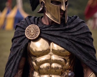 Set di armatura da gladiatore spartano – Costume da guerriero greco in acciaio fatto a mano con elmo, armatura per LARP e cosplay