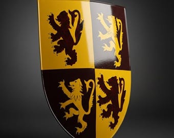 Medieval Lion Heraldic Shield Knight Heater Wall Decor Crusader Armor Replica LARP Cosplay Shield