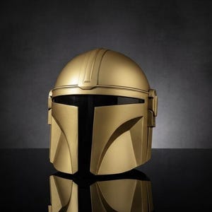 Gold Mandalorian Style Helmet Handmade Sci-Fi Armor For Cosplay & Display, Collectible Gifting image 6