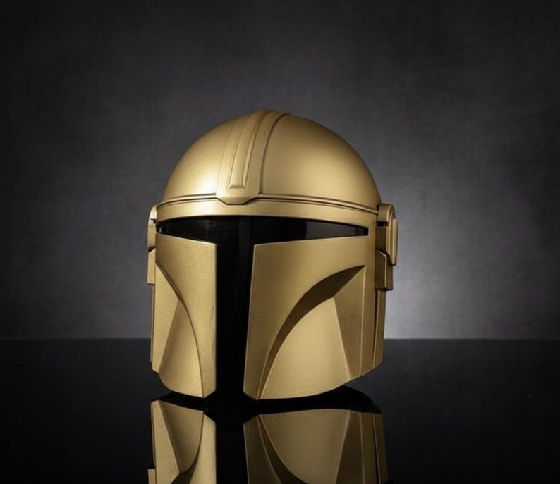 Gold Mandalorian Style Helmet Handmade Sci-Fi Armor For Cosplay & Display, Collectible Gifting image 6