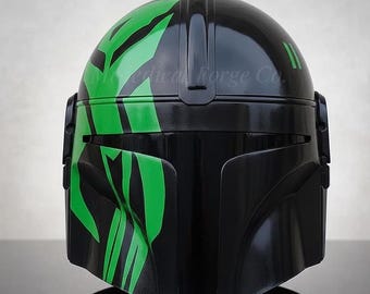 Helm in Mandalorian-stijl groen accent Beskar geïnspireerd premiejagershelm Sci-Fi Warrior larp-cosplay
