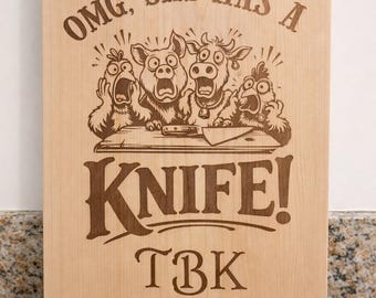 Funny Engraved Cutting Board, Custom Butcher Block, Chef Gift, Hickory Maple Oak Wood