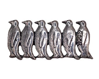 Signed ILANA GOOR אילנה גור Israeli Artist 925 Sterling Silver Pin Brooch, Penguins Design