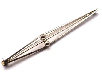 Vintage Swedish Sterling Silver Modernist Bar Brooch | Scandinavian Minimalist Pin | Geometric Mid Century Jewelry