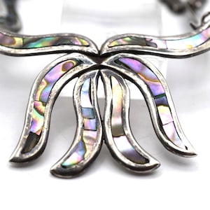 Vintage halsband i 925 sterlingsilver med inlägg av abalone i Taxco, Mexiko