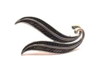 Vintage Albert Scharning Norway 830S Silver Leaf Brooch | Scandinavian Modernist Botanical Pin | Mid Century Jewelry