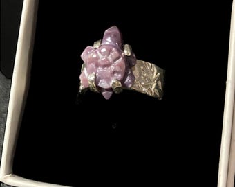 Wampum Turtle Fine Silver Adjustable Ring