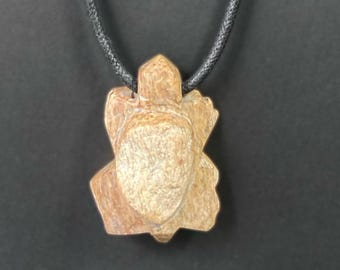 Carved Turtle Island Pendant on Cord