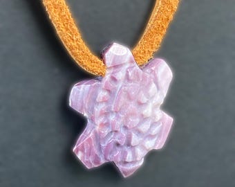 Wampum Turtle on Buckskin Necklace