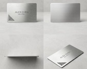 Tarjetas de visita personalizadas de acero inoxidable: Tarjetas de contacto grabadas