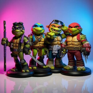 Cartoon Ninja Turtle Squad STL Bundle | Stylized Toon Warriors 3D Printing Files