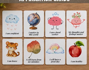 Kids Affirmation Cards Printable | 40 Positive Affirmation Cards for Children | Montessori Mindfulness Activity | Growth Mindset PDF