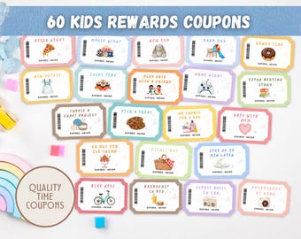 Kids Reward Coupons Printable | Behavior Reward Chart Coupons | Positive Reinforcement Tickets | Editable Reward System | Digital Download