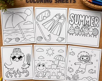 Summer Coloring Pages Printable Bundle | 30 Summer Coloring Sheets for Kids | Preschool Activity Pages | Instant Download PDF