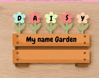 My Name Garden Printable, Name Recognition Activity, Preschool Name Practice, Flower Alphabet Craft.