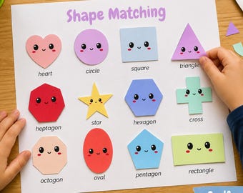 Shape Matching Printable Activity | Toddler Shape Recognition Game | Montessori Shapes Learning | Kindergarten Math Activity PDF