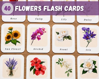 Flowers Flash Cards Printable | Flower Identification Cards | Montessori Nature Learning | Botanical Vocabulary Cards | Homeschool Printable