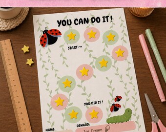Reward Chart Printable for Kids | Ladybug Behavior Chart | Toddler Reward System | Preschool Motivation Chart PDF