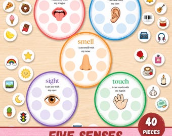 Five Senses Matching Activity Printable|Montessori 5 Senses Busy Book|Preschool Learning Game|Sensory Sorting Activity|Toddler Worksheet PDF