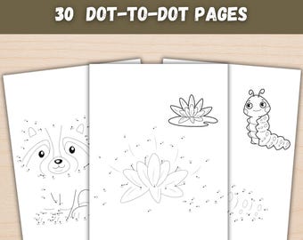 30 Dot to Dot Worksheets for Kids | Connect the Dots Printable | Preschool Number Activities | Fine Motor Skills Workbook | Toddler PDF